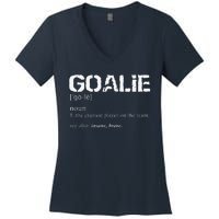 Goalie Definition Soccer Goalie Women's V-Neck T-Shirt