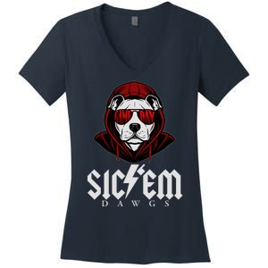 Game Day Sic Em Bulldog Women's V-Neck T-Shirt