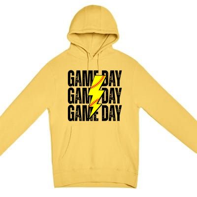 Game Day Softball Sport Vintage Premium Pullover Hoodie