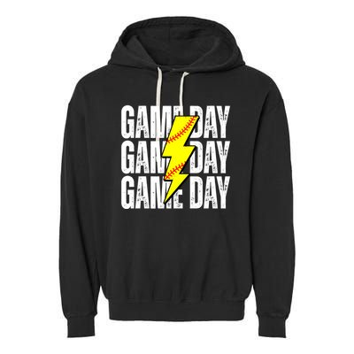 Game Day Softball Sport Vintage Garment-Dyed Fleece Hoodie