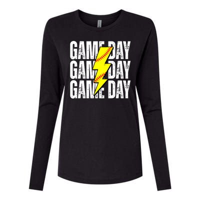 Game Day Softball Sport Vintage Womens Cotton Relaxed Long Sleeve T-Shirt