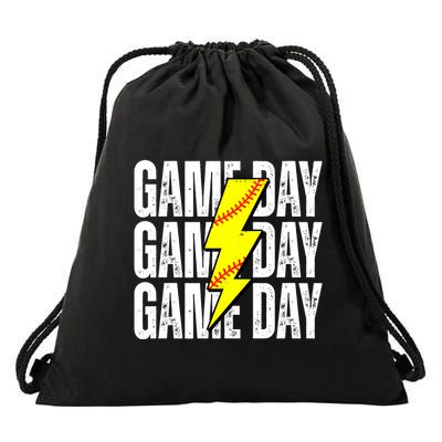 Game Day Softball Sport Vintage Drawstring Bag