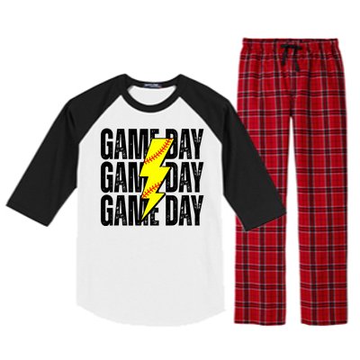 Game Day Softball Sport Vintage Raglan Sleeve Pajama Set