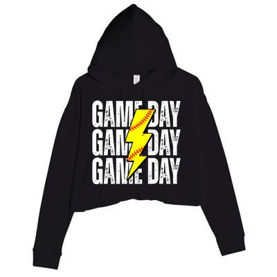 Game Day Softball Sport Vintage Crop Fleece Hoodie