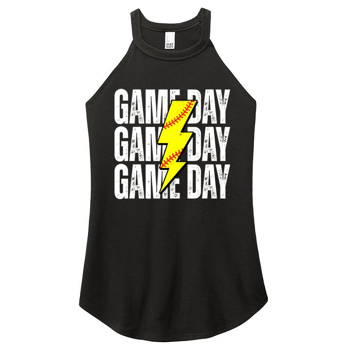 Game Day Softball Sport Vintage Women's Perfect Tri Rocker Tank