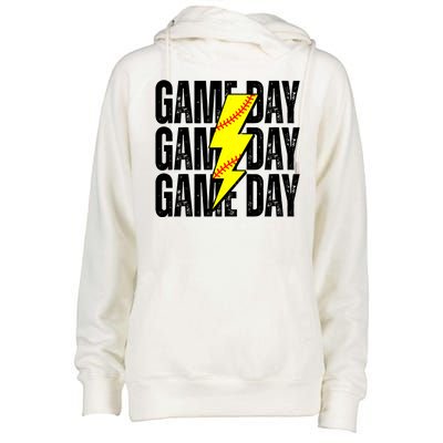 Game Day Softball Sport Vintage Womens Funnel Neck Pullover Hood