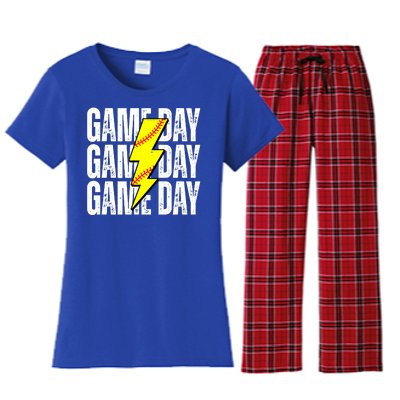 Game Day Softball Sport Vintage Women's Flannel Pajama Set