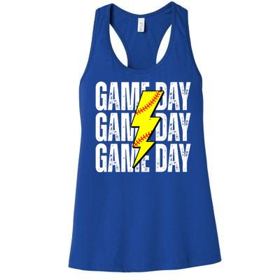 Game Day Softball Sport Vintage Women's Racerback Tank