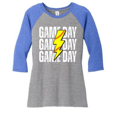 Game Day Softball Sport Vintage Women's Tri-Blend 3/4-Sleeve Raglan Shirt