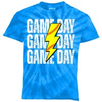 Game Day Softball Sport Vintage Kids Tie-Dye T-Shirt