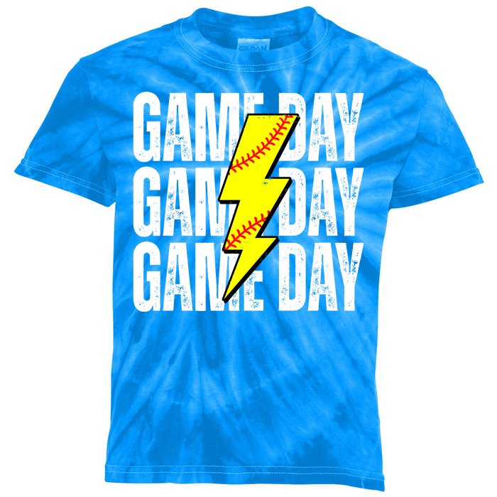 Game Day Softball Sport Vintage Kids Tie-Dye T-Shirt