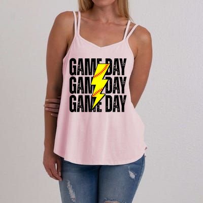 Game Day Softball Sport Vintage Women's Strappy Tank