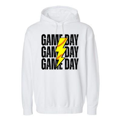 Game Day Softball Sport Vintage Garment-Dyed Fleece Hoodie