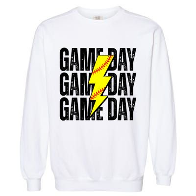 Game Day Softball Sport Vintage Garment-Dyed Sweatshirt