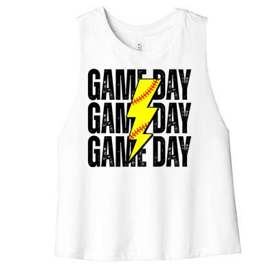 Game Day Softball Sport Vintage Women's Racerback Cropped Tank