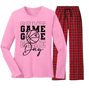 Game Day Sport Lover Mothers Day Basketball Mom Women's Long Sleeve Flannel Pajama Set 