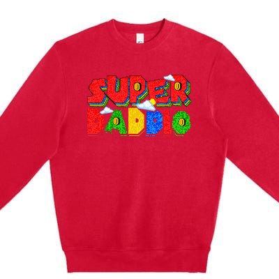 Gamer Dad Super Daddio Father's Day Funny Gift Premium Crewneck Sweatshirt