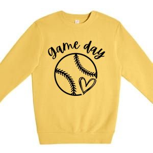 Game Day Softball Heart Love S Or Baseball Great Gift Premium Crewneck Sweatshirt