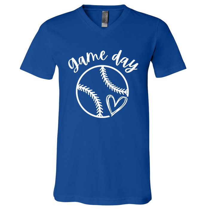 Game Day Softball Heart Love S Or Baseball Great Gift V-Neck T-Shirt