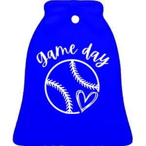 Game Day Softball Heart Love S Or Baseball Great Gift Ceramic Bell Ornament