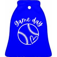 Game Day Softball Heart Love S Or Baseball Great Gift Ceramic Bell Ornament