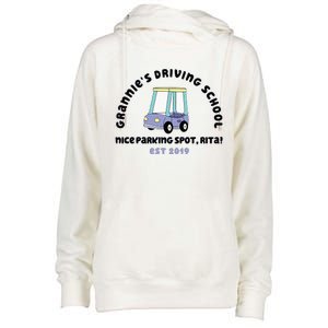 Grannies Driving School Nice Sparking Spot Rita Funny Womens Funnel Neck Pullover Hood