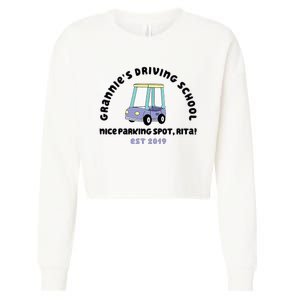 Grannies Driving School Nice Sparking Spot Rita Funny Cropped Pullover Crew