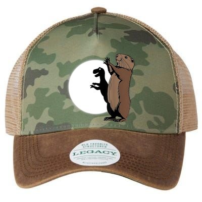 GroundhogS Dinosaur Shadow Puppet Funny Groundhog Day Legacy Tie Dye Trucker Hat