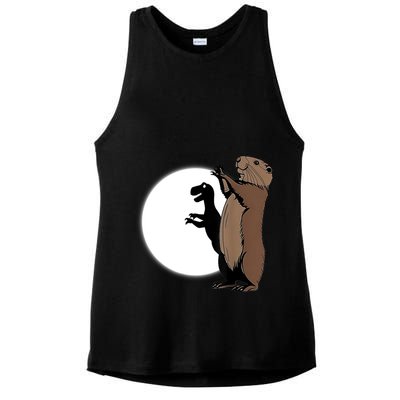 GroundhogS Dinosaur Shadow Puppet Funny Groundhog Day Ladies PosiCharge Tri-Blend Wicking Tank