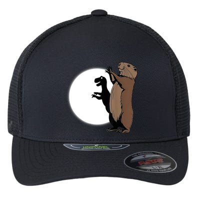 GroundhogS Dinosaur Shadow Puppet Funny Groundhog Day Flexfit Unipanel Trucker Cap