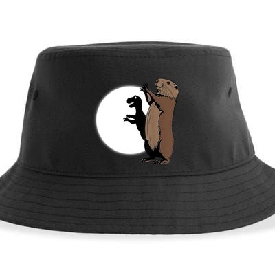 GroundhogS Dinosaur Shadow Puppet Funny Groundhog Day Sustainable Bucket Hat