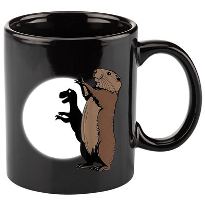 GroundhogS Dinosaur Shadow Puppet Funny Groundhog Day 11oz C Handle Ceramic Mug
