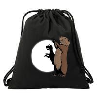 GroundhogS Dinosaur Shadow Puppet Funny Groundhog Day Drawstring Bag