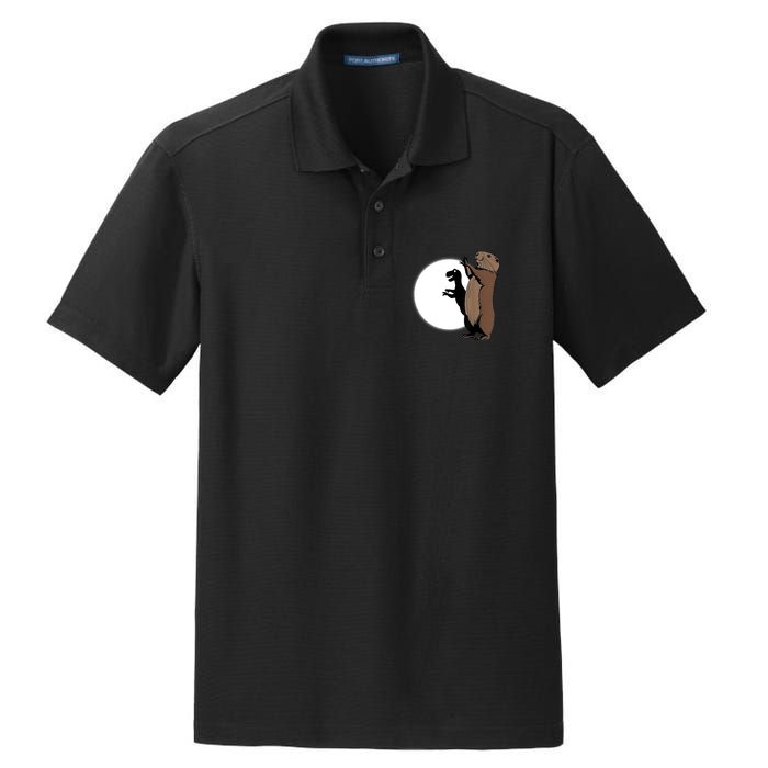 GroundhogS Dinosaur Shadow Puppet Funny Groundhog Day Dry Zone Grid Polo