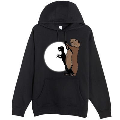 GroundhogS Dinosaur Shadow Puppet Funny Groundhog Day Premium Pullover Hoodie