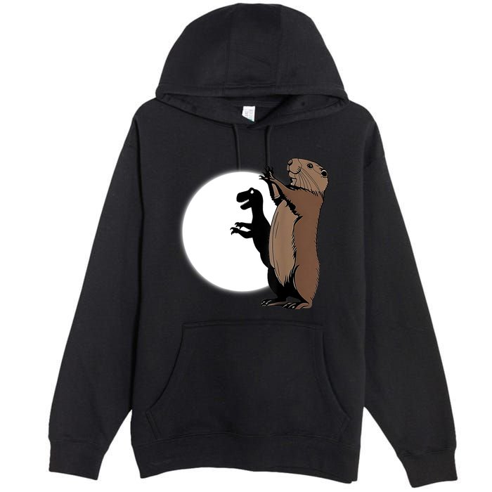 GroundhogS Dinosaur Shadow Puppet Funny Groundhog Day Premium Pullover Hoodie