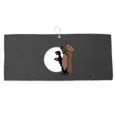 GroundhogS Dinosaur Shadow Puppet Funny Groundhog Day Large Microfiber Waffle Golf Towel