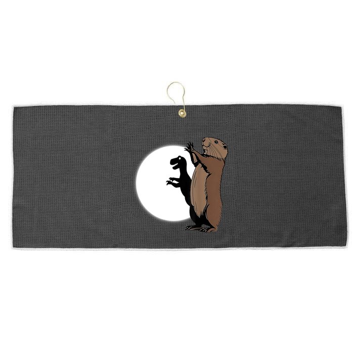 GroundhogS Dinosaur Shadow Puppet Funny Groundhog Day Large Microfiber Waffle Golf Towel