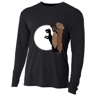 GroundhogS Dinosaur Shadow Puppet Funny Groundhog Day Cooling Performance Long Sleeve Crew