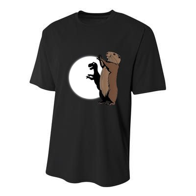 GroundhogS Dinosaur Shadow Puppet Funny Groundhog Day Youth Performance Sprint T-Shirt