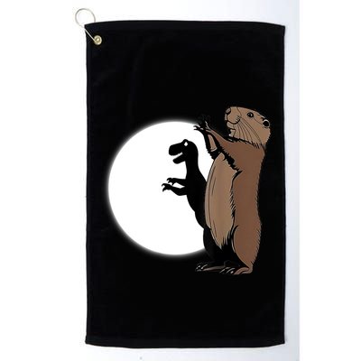 GroundhogS Dinosaur Shadow Puppet Funny Groundhog Day Golf Towel