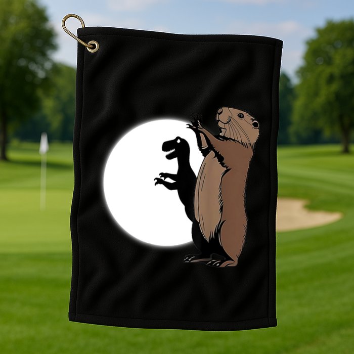 GroundhogS Dinosaur Shadow Puppet Funny Groundhog Day Golf Towel