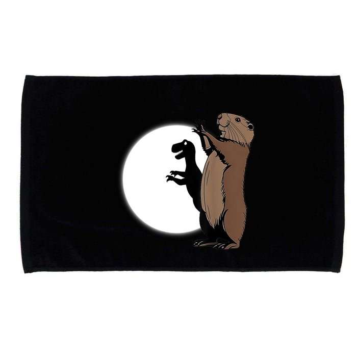 GroundhogS Dinosaur Shadow Puppet Funny Groundhog Day Microfiber Hand Towel