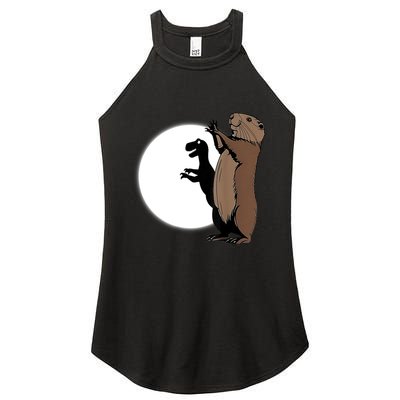 GroundhogS Dinosaur Shadow Puppet Funny Groundhog Day Women's Perfect Tri Rocker Tank