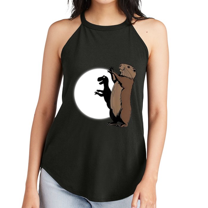 GroundhogS Dinosaur Shadow Puppet Funny Groundhog Day Women's Perfect Tri Rocker Tank