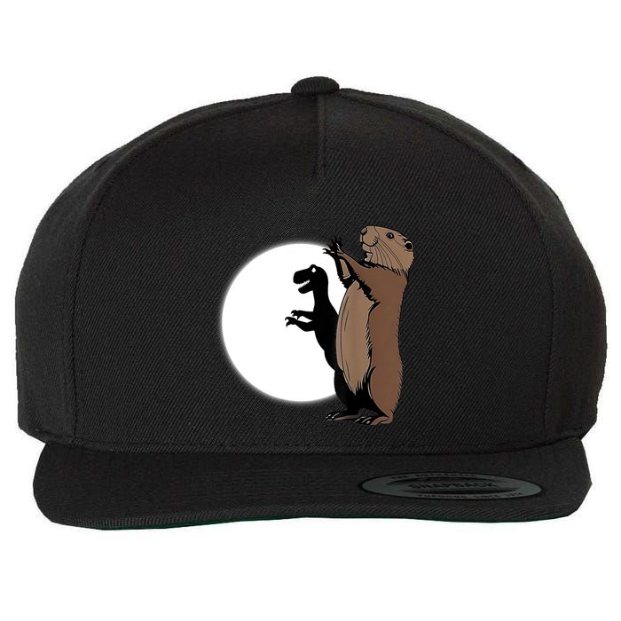 GroundhogS Dinosaur Shadow Puppet Funny Groundhog Day Wool Snapback Cap