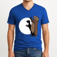 GroundhogS Dinosaur Shadow Puppet Funny Groundhog Day V-Neck T-Shirt