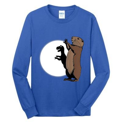GroundhogS Dinosaur Shadow Puppet Funny Groundhog Day Tall Long Sleeve T-Shirt