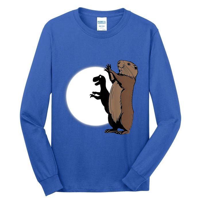 GroundhogS Dinosaur Shadow Puppet Funny Groundhog Day Tall Long Sleeve T-Shirt