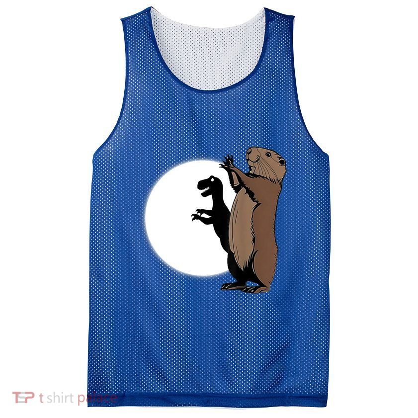 GroundhogS Dinosaur Shadow Puppet Funny Groundhog Day Mesh Reversible Basketball Jersey Tank